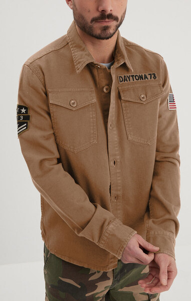 Vêtement en cuir Veste, parka & doudoune textile beige