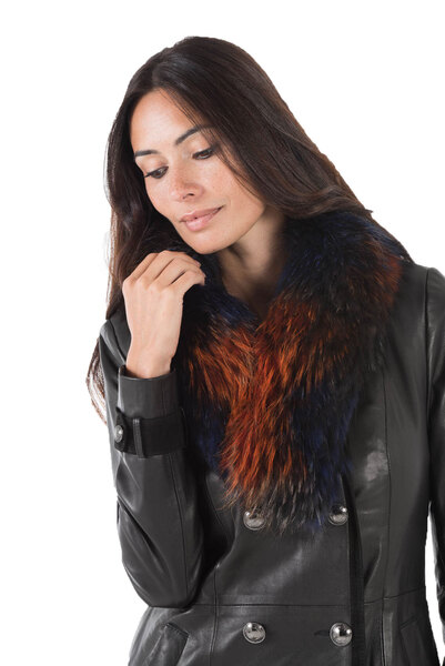 Col fourrure renard véritable multi-couleur à clipser SPRAY pose