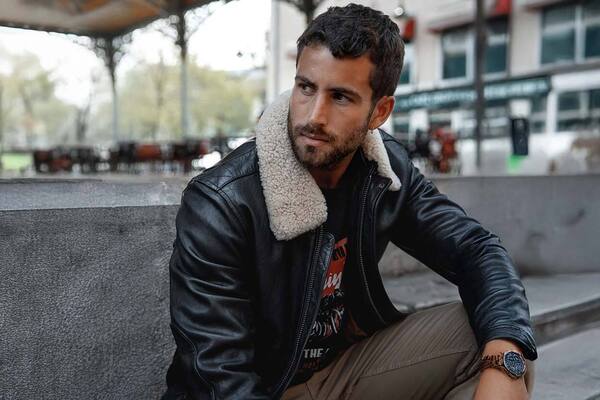 Vêtement en cuir Blousons Aviateurs Pilotes  noir