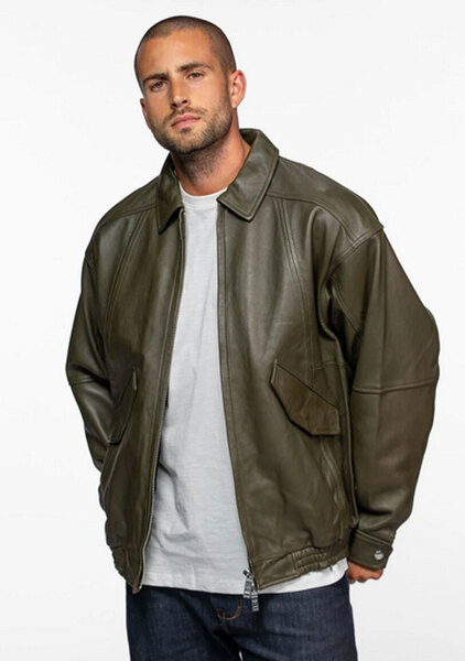 Vêtement en cuir Blousons cuir kaki