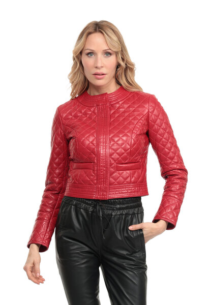 Vêtement en cuir Blousons cuir rouge