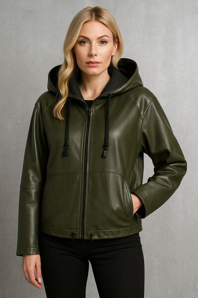 Vêtement en cuir Blousons cuir kaki