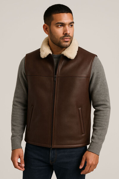 Vêtement en cuir Gilets Cuir  marron