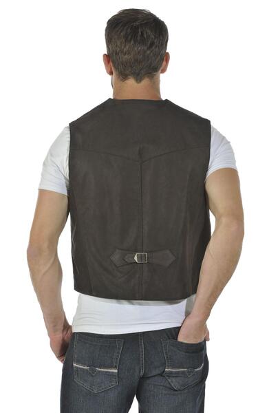 gilet sans manches en cuir pour homme marron aspect daim nubuck gilet timber dos