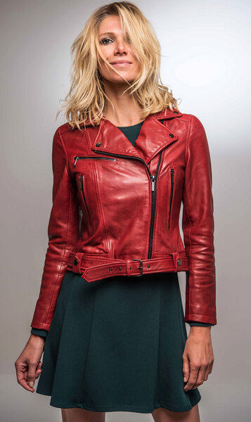 Vêtement en cuir Blousons cuir rouge