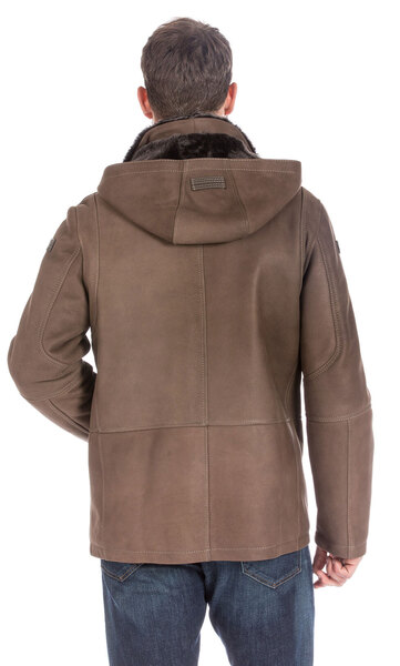 Manteau mouton homme hiver à capuche peaux retournées YAGO-ONIX3205-14347