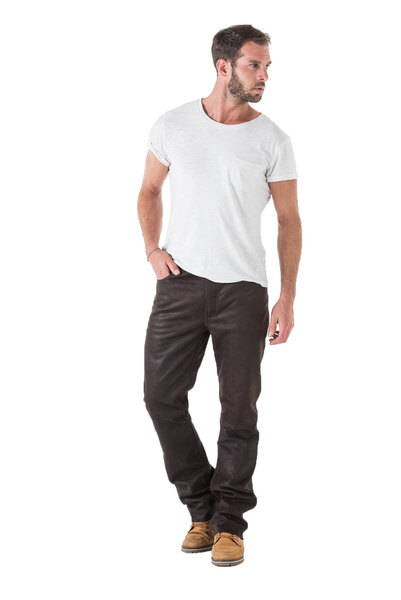 Pantalons cuir en cuir agneau TROUSER noir agneau noir
