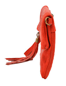 Pochette cuir vachette rouge tecla sac cuir biais