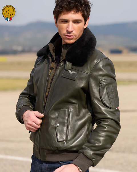 Vêtement en cuir Blousons cuir kaki