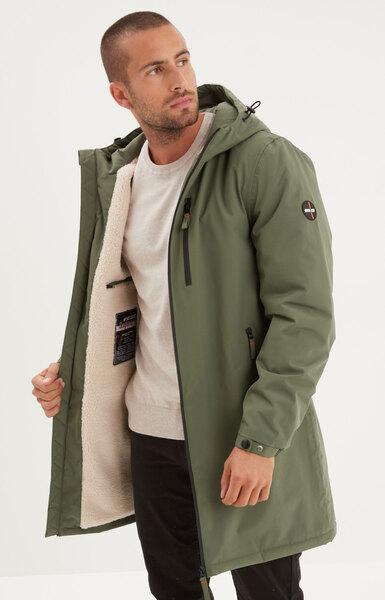 Vêtement en cuir Veste, parka & doudoune textile kaki