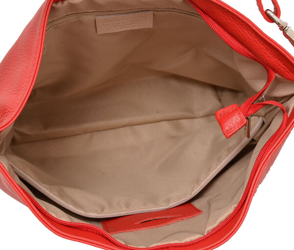 Sac à main cuir vachette rouge ludmilla  doublure