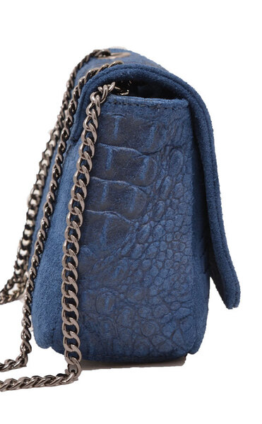 Sac cuir femme bleu jeans MIRANDA biais