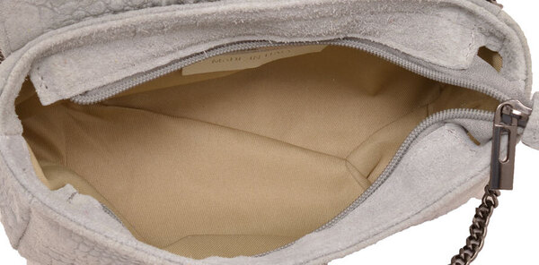 Sac cuir femme gris clair MIRANDA ouvert