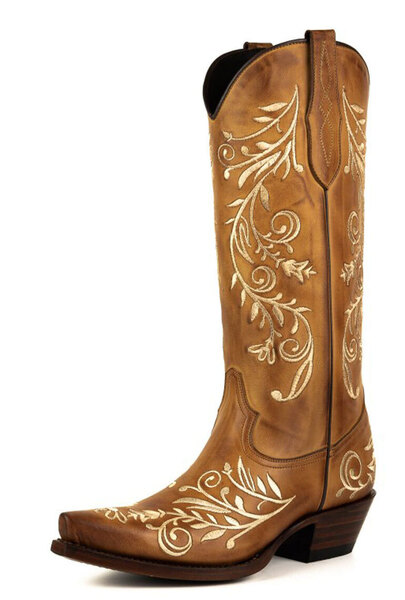 Vêtement en cuir Santiags femme cognac