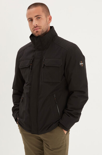 Vêtement en cuir Veste, parka & doudoune textile noir