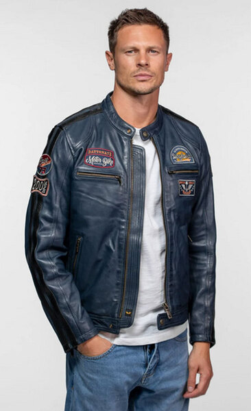 Vêtement en cuir Blousons cuir bleu