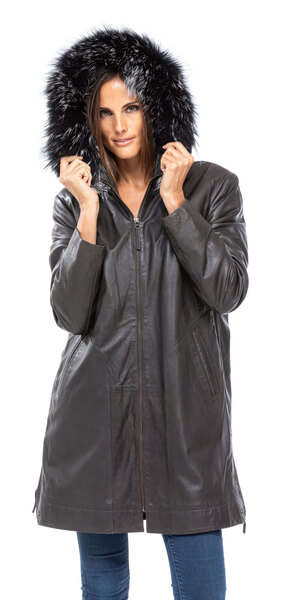 Manteau cuir et on sale peau grande taille femme