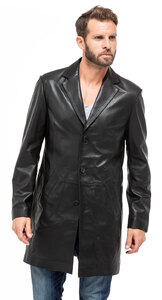 Veste blazer longue 2160 agneau noir manteau classique mannequin (1)