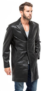 Veste blazer longue 2160 agneau noir manteau classique mannequin (2)