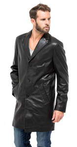 Veste blazer longue 2160 agneau noir manteau classique mannequin (3)