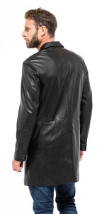 Veste blazer longue 2160 agneau noir manteau classique mannequin (6)
