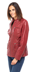 Veste cuir femme demi longueur teija rouge (2)