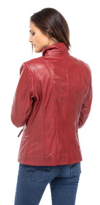 Veste cuir femme demi longueur teija rouge (4)
