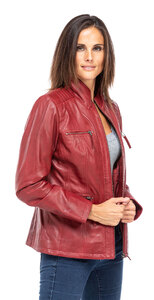 Veste cuir femme demi longueur teija rouge (7)