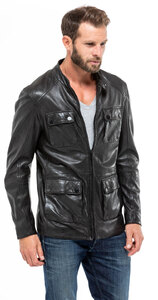 veste cuir homme agneau noir 9157 demi longueur sportwear mannequin (2)