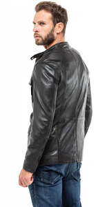 veste cuir homme agneau noir 9157 demi longueur sportwear mannequin (5)