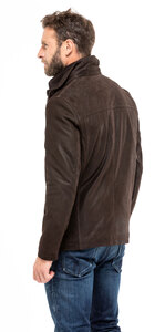 Veste cuir homme aspect nubuck 100965 bis marron demi longueur mannequin (5)