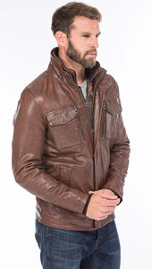 veste cuir homme demi longueur tendance 101455 bison (4)