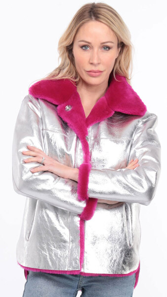 Vêtement en cuir Manteaux cuir rose