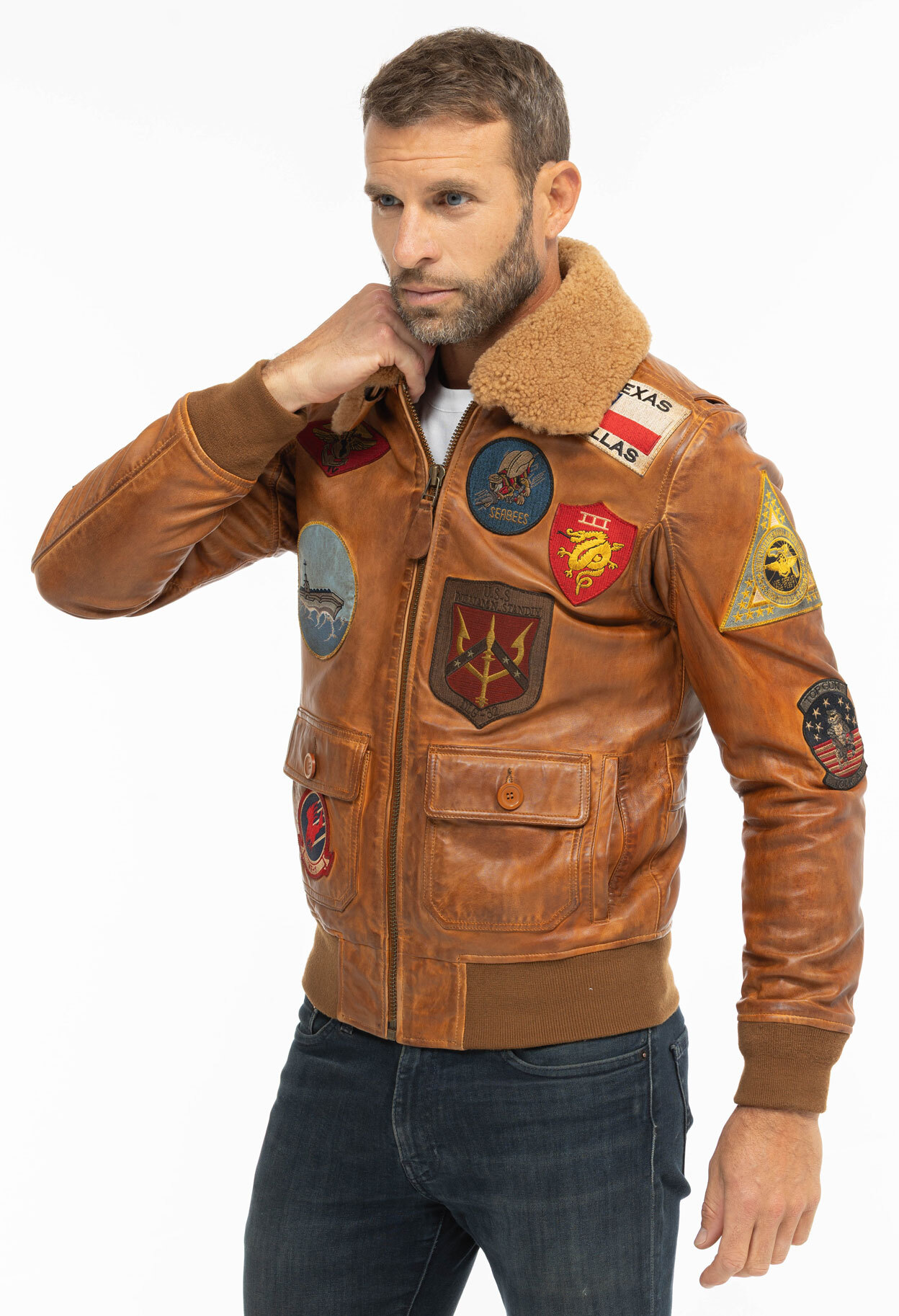 Vêtement en cuir Blousons cuir cognac