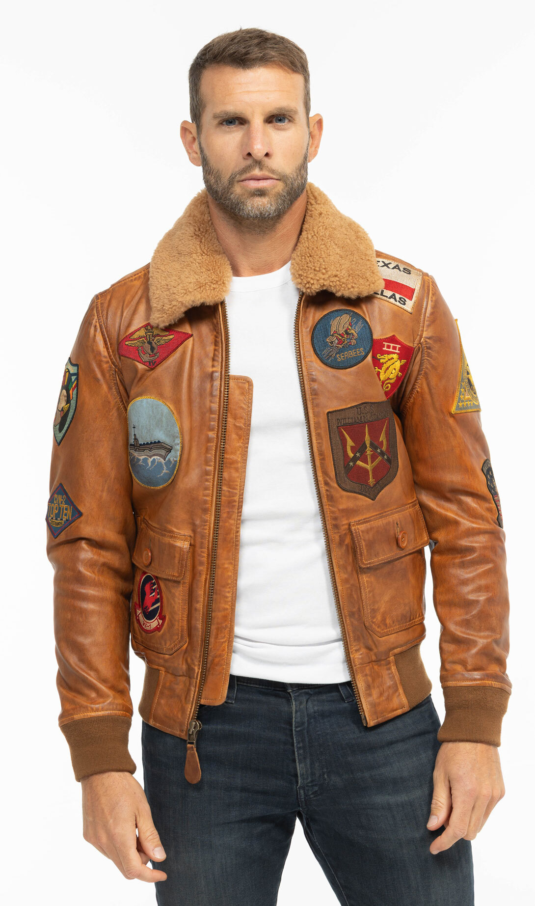 Vêtement en cuir Blousons cuir cognac