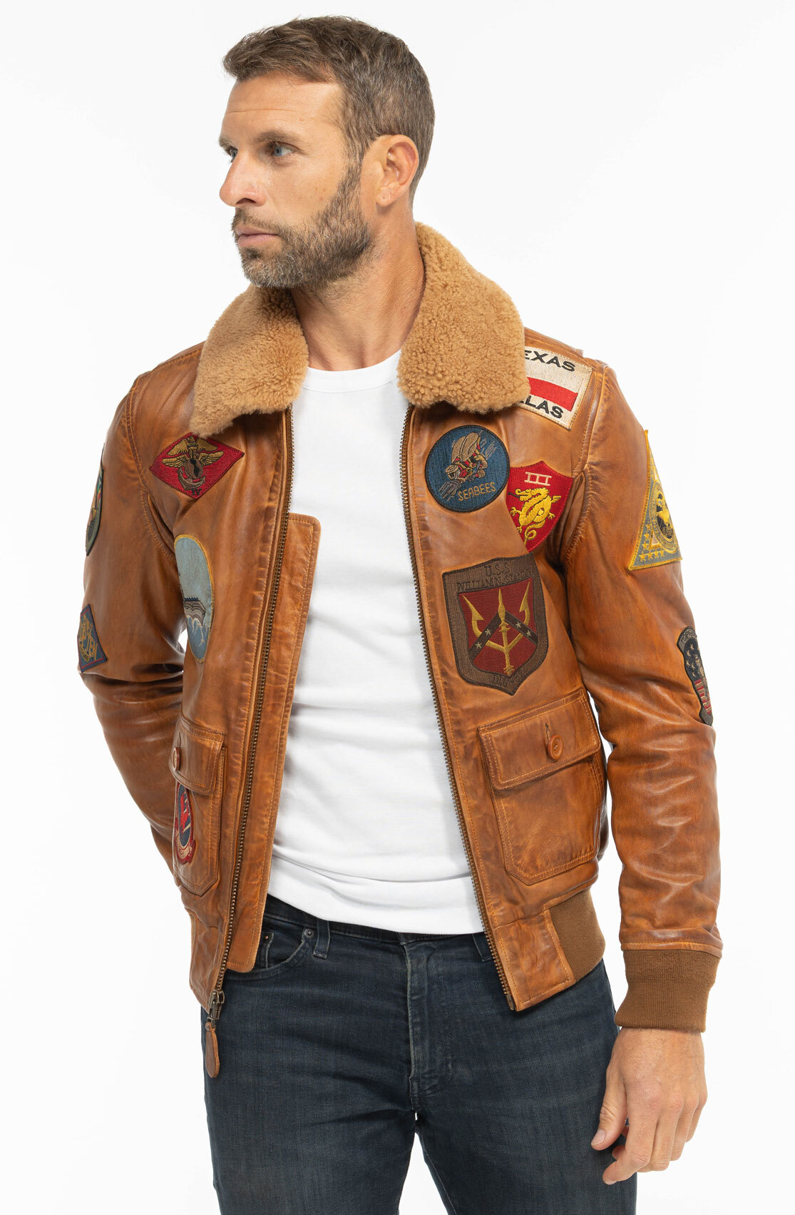 Vêtement en cuir Blousons cuir cognac