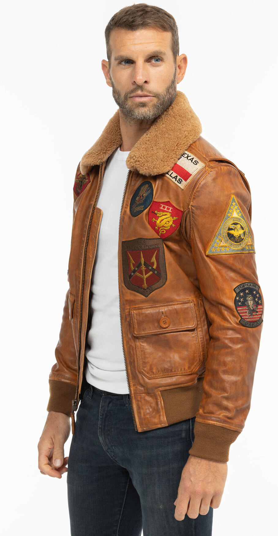 Vêtement en cuir Blousons cuir cognac