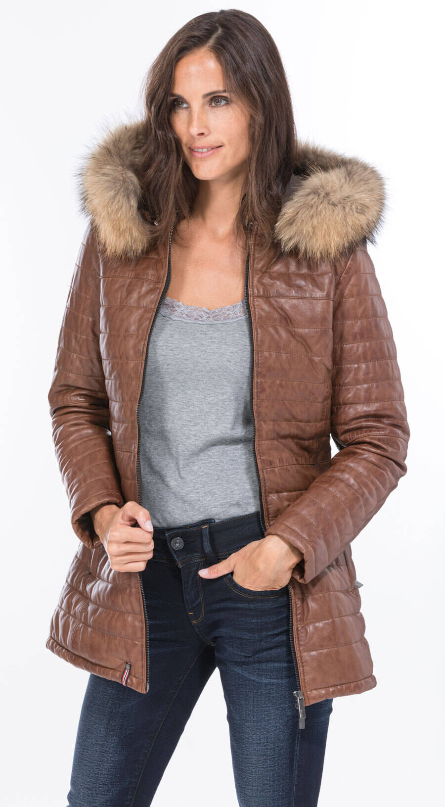 Vêtement en cuir Manteaux cuir cognac