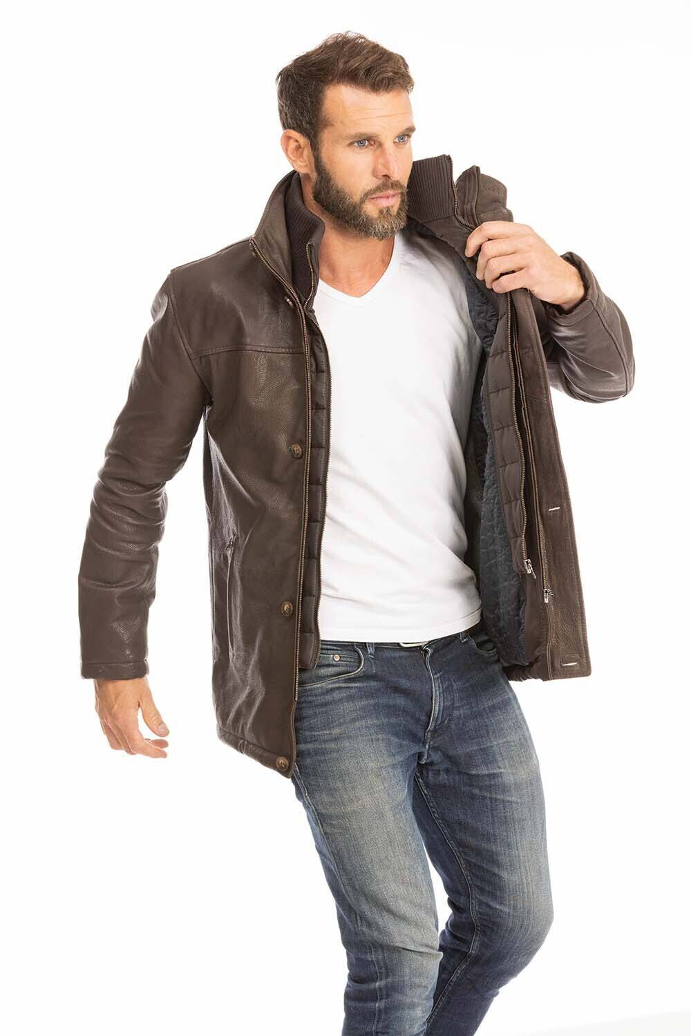 Vêtement en cuir Vestes & Trois Quart cuir marron