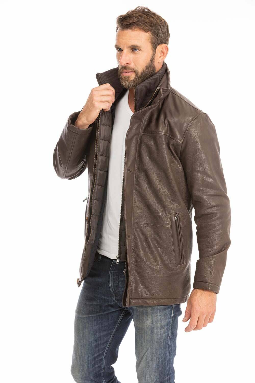 Veste marron top cuir