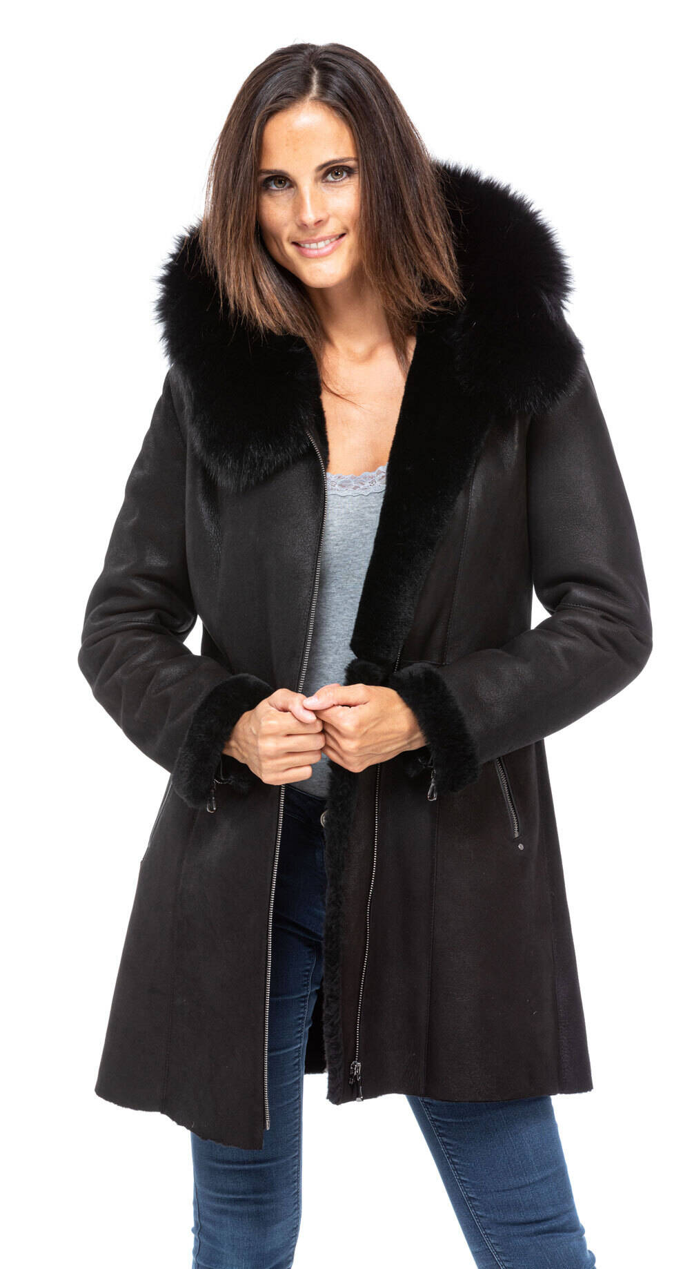 Manteaux cuir en cuir mouton ref napoli gen19 noir noir Manteaux cuir en cuir mouton ref napoli gen19 noir noir