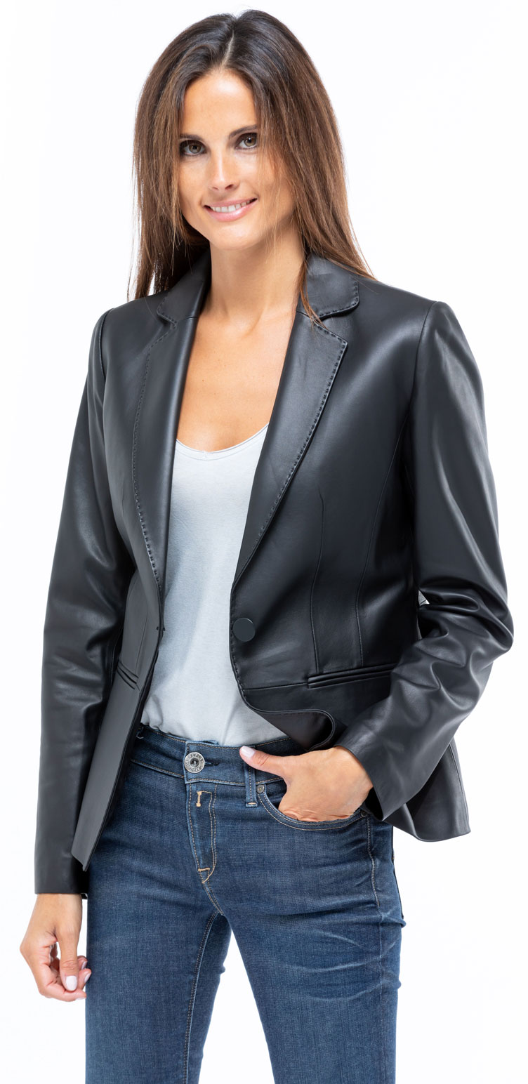 veste blazer cuir femme