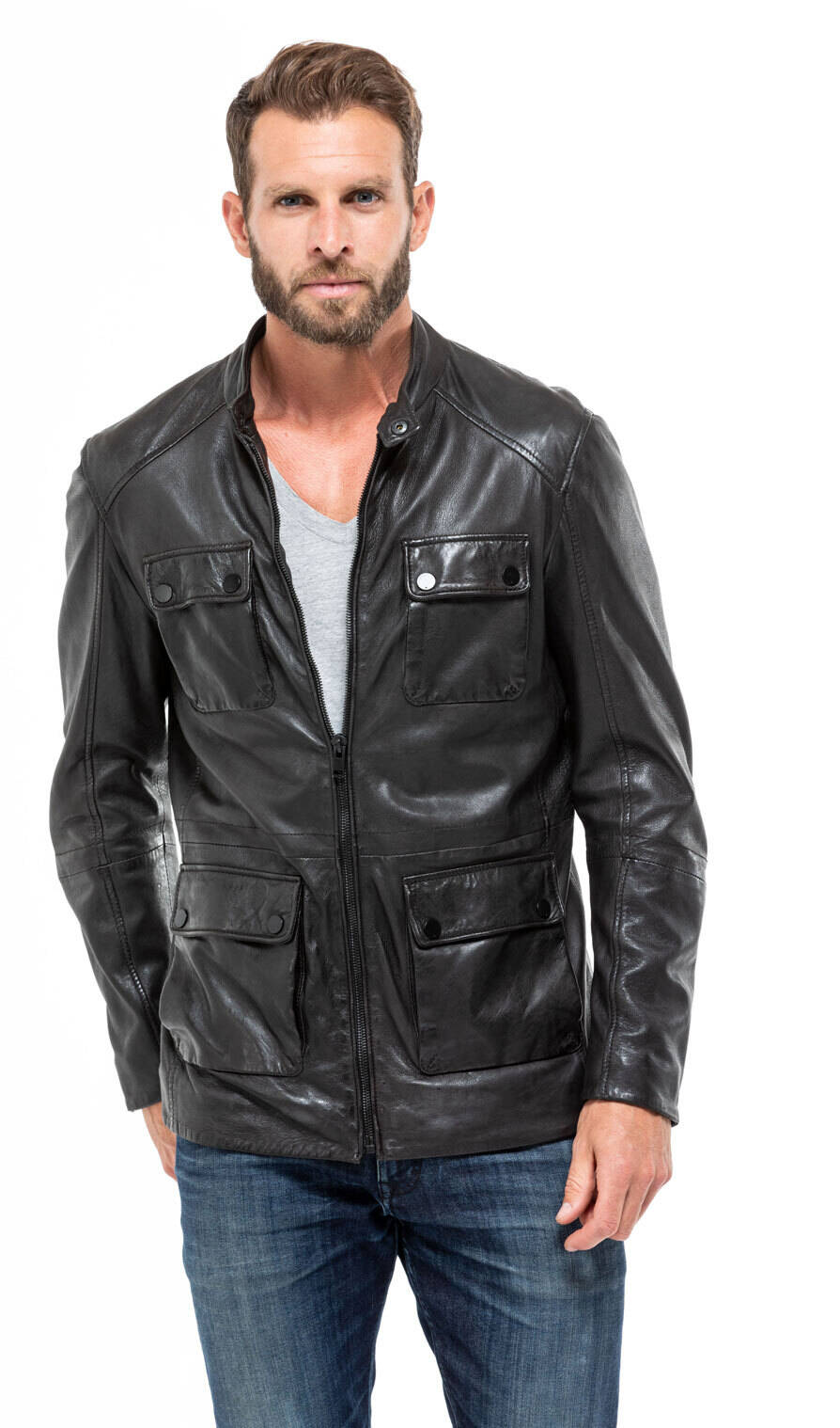 Veste en cuir discount h et m