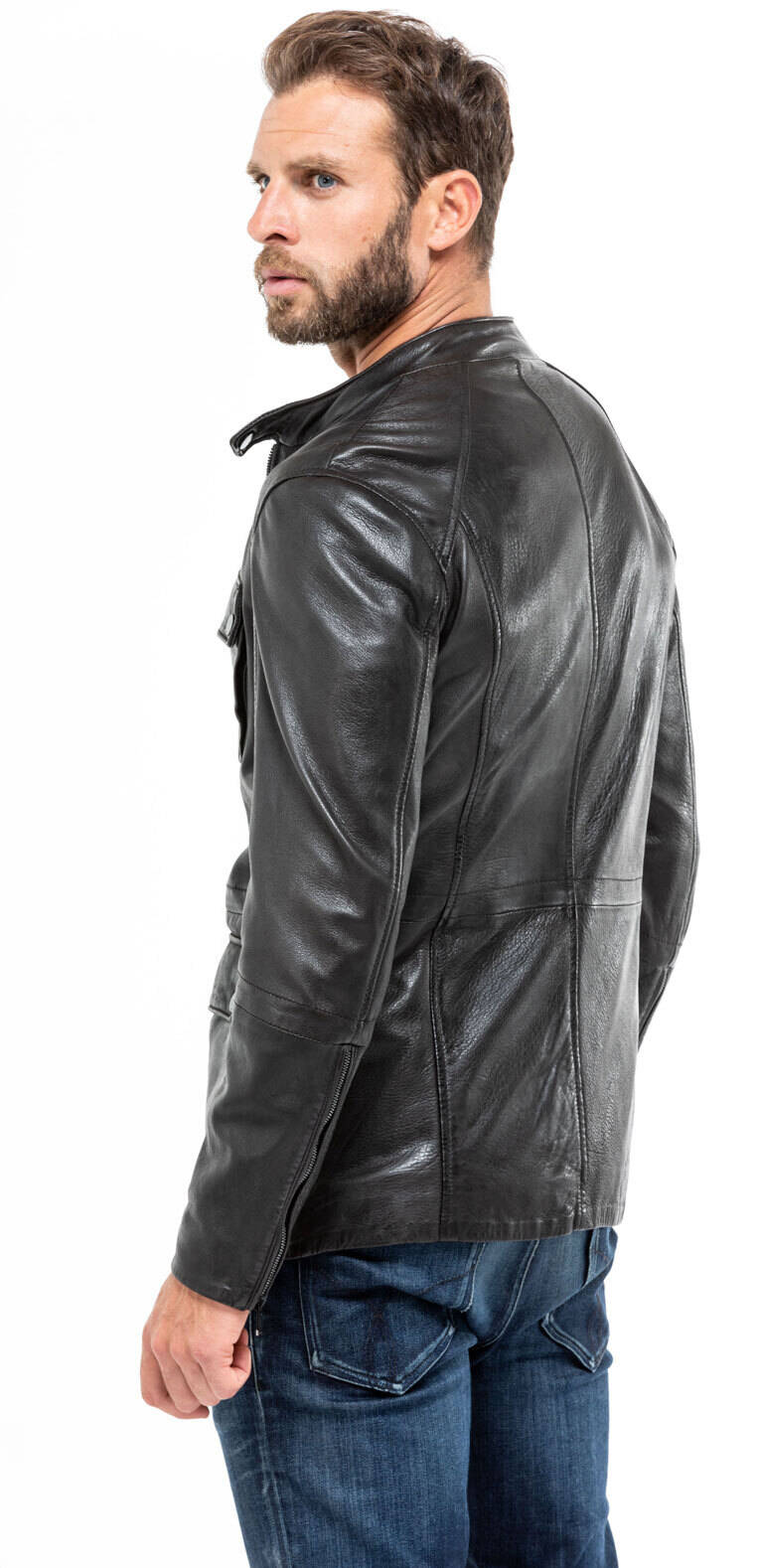 Veste cuir shop mi longue homme