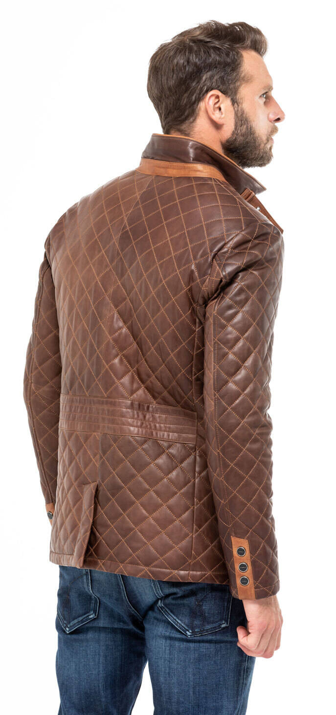 Vestes & Trois Quart cuir en cuir agneau ref E09 yag16 Manteaux cuir en cuir agneau ref MODESA yag16 marron marron