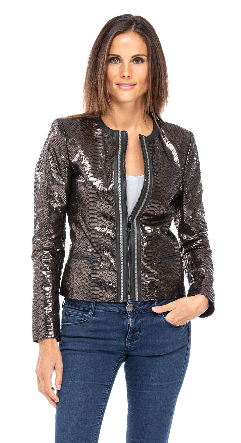 Spencer cuir noir femme top