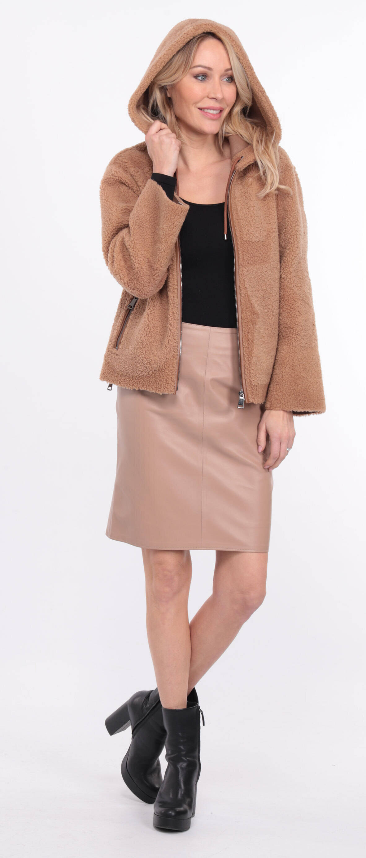 Vêtement en cuir Blousons cuir taupe