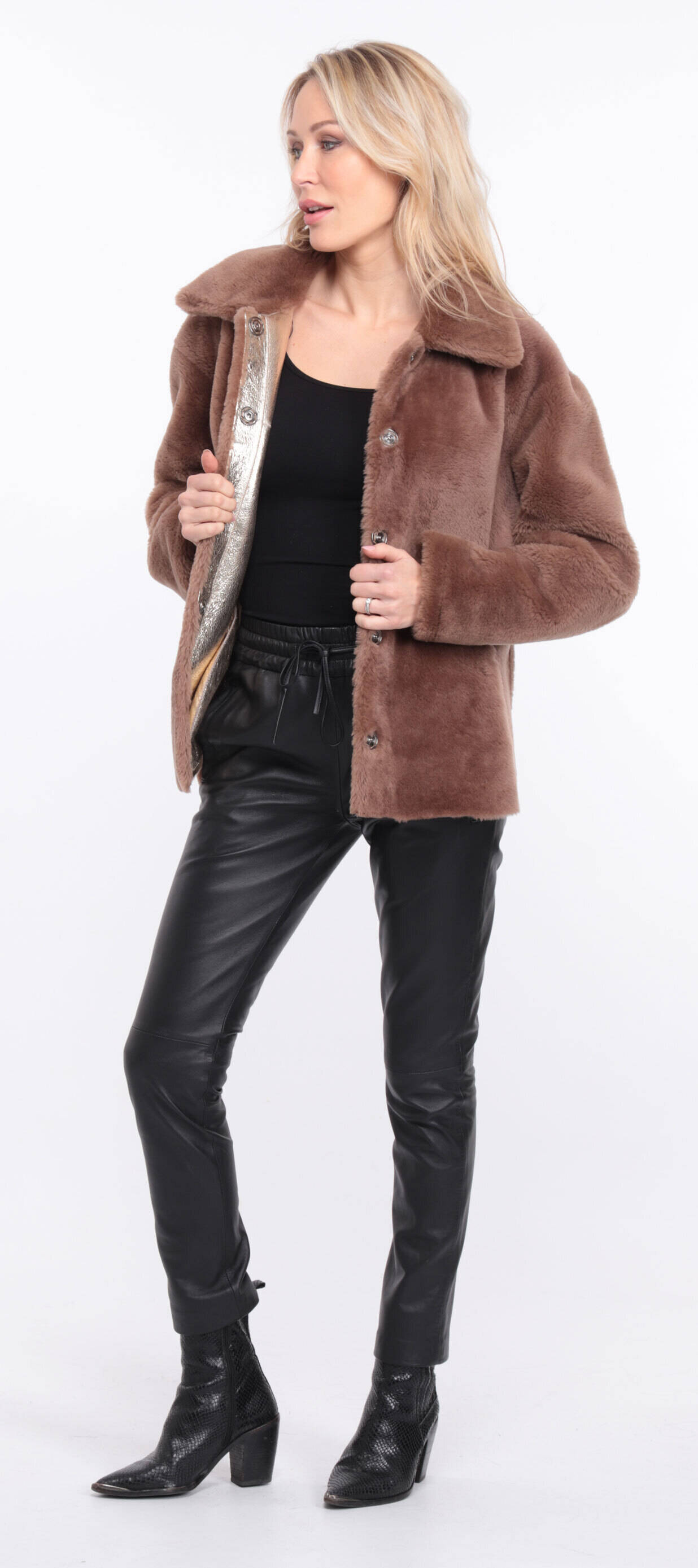 Vêtement en cuir Manteaux cuir taupe