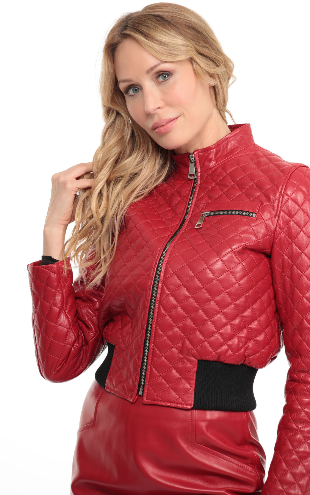 Vêtement en cuir Blousons cuir rouge