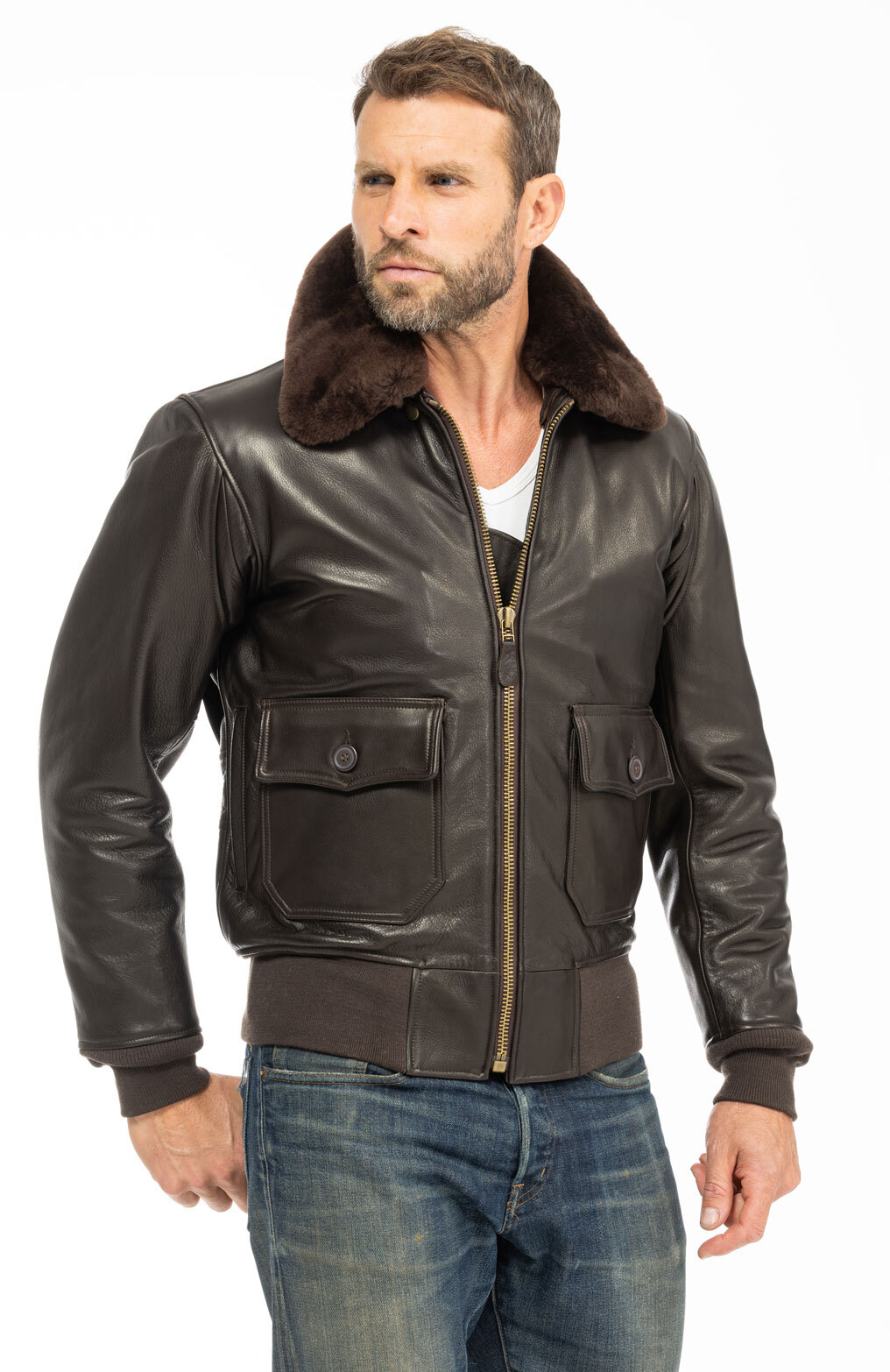 Vêtement en cuir Blousons cuir marron